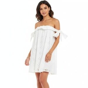 NWT Finders Keepers Cottagecore Bonnie Mini Dress Eyelet Floral White Size S